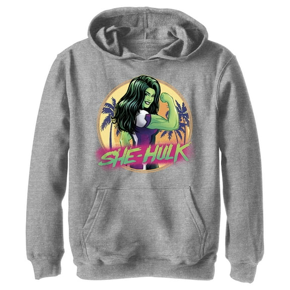 Boy's She-Hulk: Attorney at Law Hero at the Beach Pull Over Hoodie Athletic Heather Medium