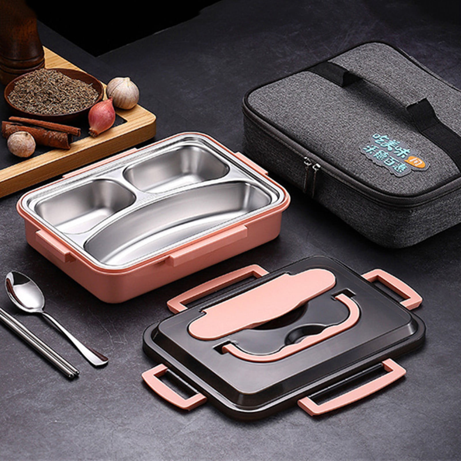Bento Box Adult,Lunch Boxes for Women,BPA Free Leakproof Built in Reusable Spoon,Large-capacity Separated Portable Lunch Box