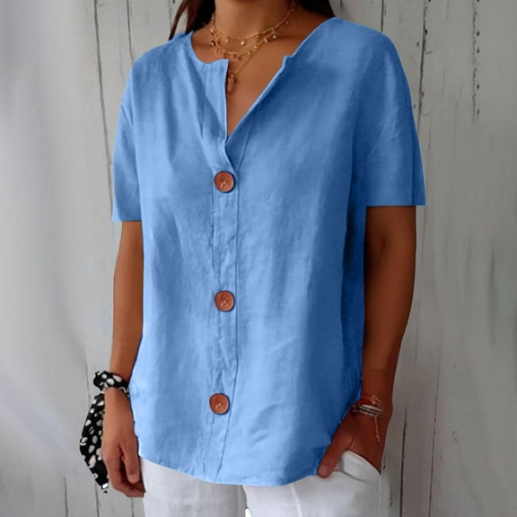 BILIKEYU Linen Shirts For Women Blouses Tops, Women'S Clothing, Womens Linen Tops, Womens Shirts