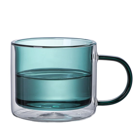 Pisexur Batería de cocina Taza de vidrio coloreado de doble capa para la cocina del hogar