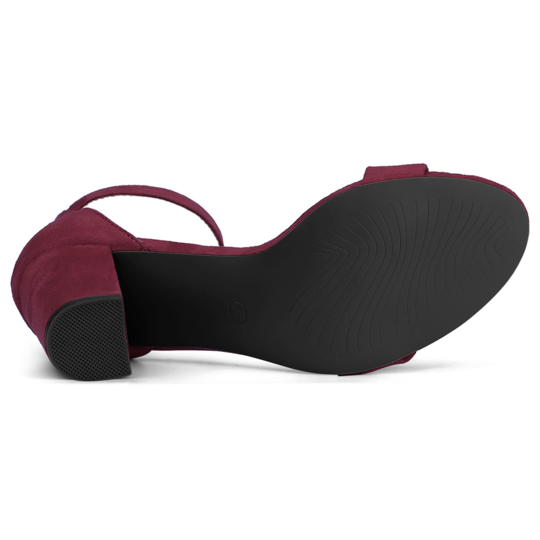 Unique Bargains Women's Chunky High Heel Ankle Strap Sandals 2 Packs Burgundy Black 9