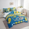 thumbnail image 4 of Feelyou Modern Rugby Helmet Twin Bedding Sets 7-Piece for Kids, Stripes Blue Gold Bedding Comforter Set, Eat Sleep Sports Reversible Sheet Sets, Luxury Bedroom Decor, 4 of 8