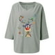 thumbnail image 4 of Tops De Mujer Con Cuello En V Y Estampado Navideño De Algodón Y Lino Con Manga Tres Cuartos Fridja  fksj2033, 4 of 5