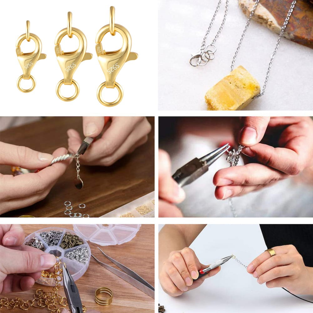 Lancharmed 14K Gold Plated Circle Lobster Clasp 6Pcs Necklace Jewellery Clasp Necklace Extenders for Women Unique Gifts