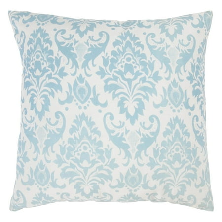 Rizzy Home Decorative Poly Filled Throw Pillow Damask 18"X18" Light Blue