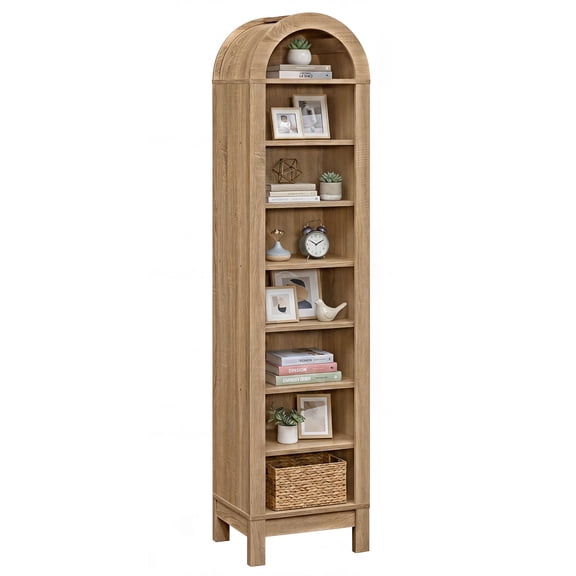 Gymax 71'' Tall Arched Bookcase 8-Tier Modern Arch Bookshelf w/ 3 Adjustable Shelves