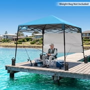EAGLE PEAK 8x8 Slant Leg Lightweight Compact Portable Canopy w/ Backpack(Light Blue)
