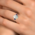 thumbnail image 4 of Gem Stone King 14K White Gold Simulated White Opal and Blue Created Sapphire Engagement Ring for Women | 1.98 Cttw | Oval Cabochon 10X8MM | Gemstone October Birthstone | Size 9, 4 of 6