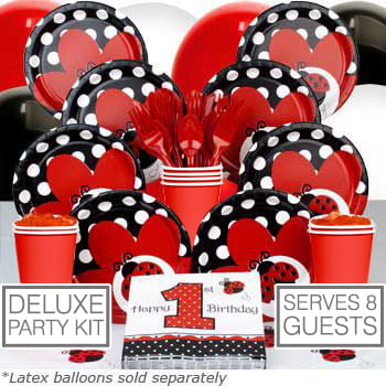 Ladybug 1st  Birthday  Deluxe Kit  Serves 8 Party  