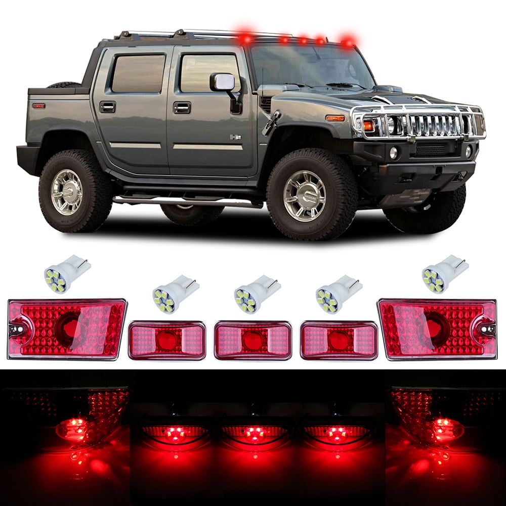 SCITOO Marker Lights 5Pcs Cab Marker Light Red Top Clearance Roof Running Covers with White