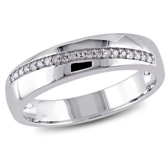 AMOUR 1/10 CT TW Diamond Men's Crossover Ring In Sterling Silver