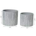 thumbnail image 2 of IH Casa Decor Ceramic Round Planters Gray Leaflets Set Of 2, 2 of 3