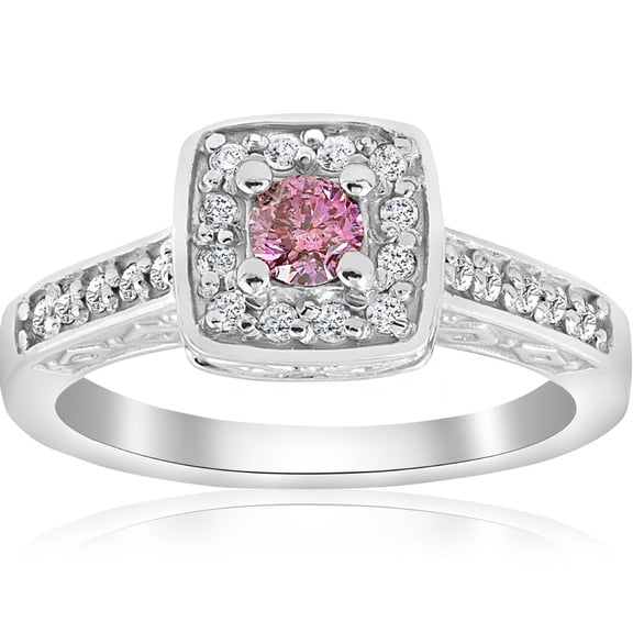 Pompeii 3/8Ct Pink Diamond Engagement Ring 14k White Gold Lab Grown (G/H,VS)