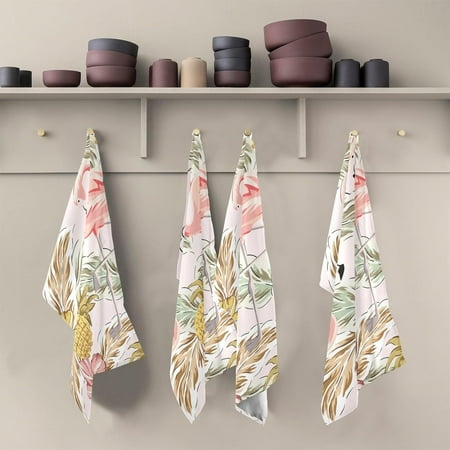 

Kitchen Towels Pink Flamingo Tropical Pineapple Pattern Cleaning Towel Absorbent Hand Towels Tea Towels for Home Restaurant Dish Clean 28 x 18 1PC