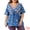 Blue, variant on DARING DIVA Women's Plus Floral Print V Neck Boho Casual Loose Blouse 1X Blue
