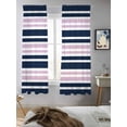 thumbnail image 5 of Navy Blue Pink Striped Curtains 63 Inch Length, Sheer Curtains for Bedroom Living Room Window Gradient Horizontal Lines Rod Pocket Voile Drapes Kitchen Curtains Small Half Window 42"x63" 2 Panels, 5 of 6