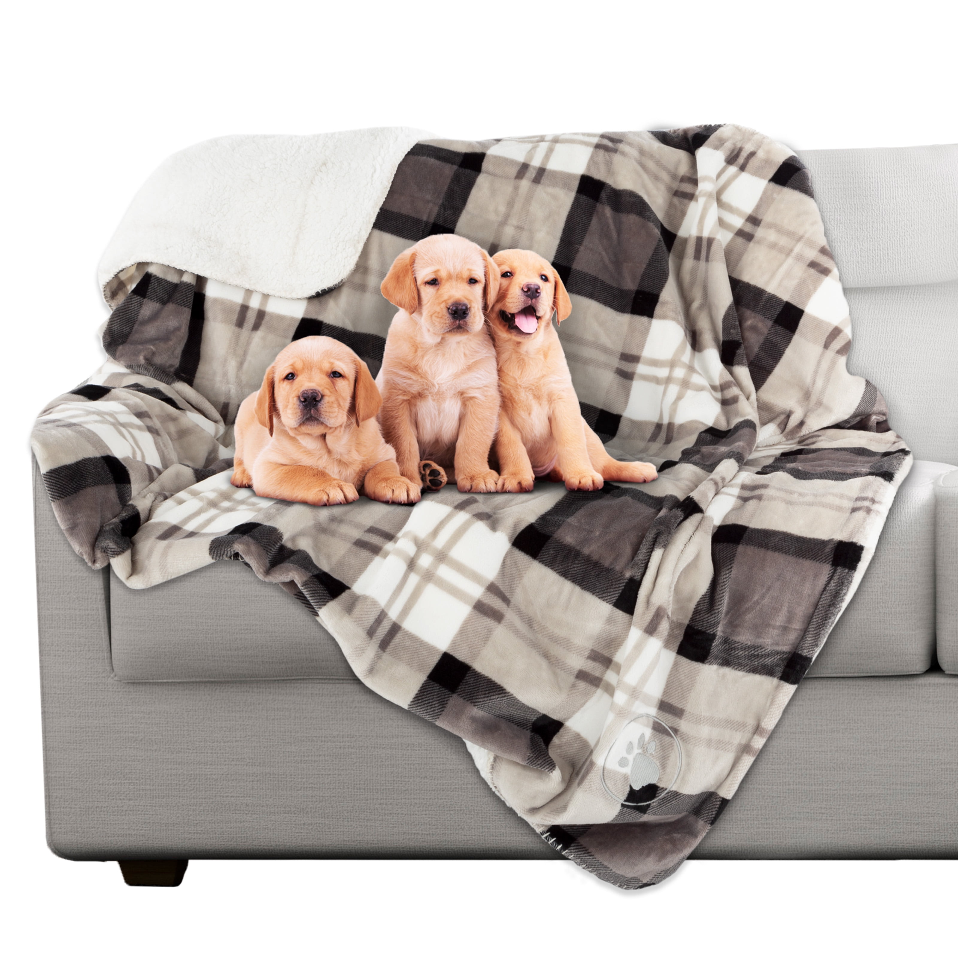 Bed from Spills 50x60 Stains Car or Fur – Dog and Cat Blankets by Petmaker Waterproof Pet Blanket – Reversible Cream Throw Protects Couch 