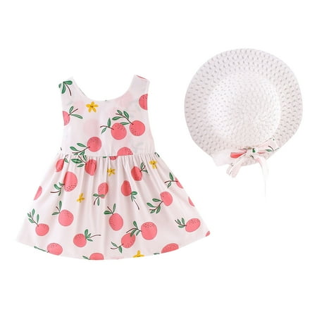 

Flower Girl Dress Sleeveless Midi Dresses Floral Print Pink 100