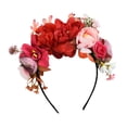 thumbnail image 1 of Diadema de flores de imitación, diadema con corona de flores para mujeres y niñas, fotos de cumpleaños Rojo, 1 of 5