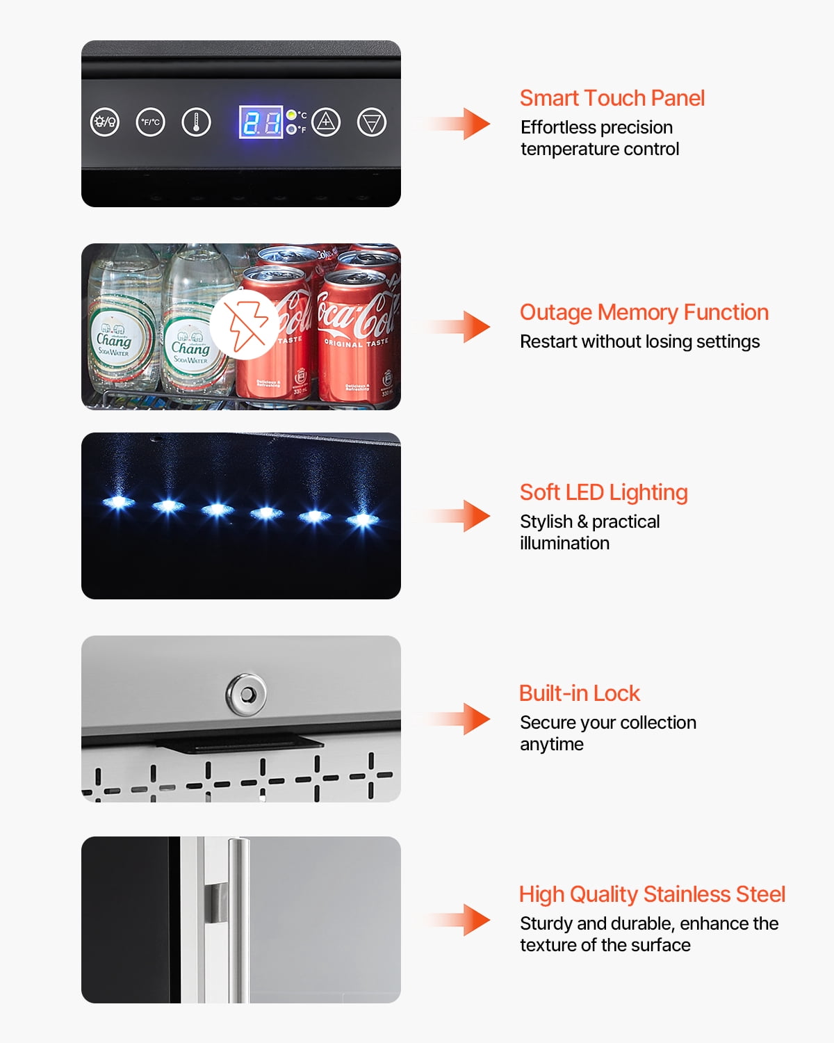 VEVOR Beverage Refrigerator Cooler,88 Can Beverage Fridge,Mini Fridge with Glass Door, Adjustable Shelves, Digital Temperature Control,Built-in or Freestanding Soda Beer Fridge for Home Office Bar