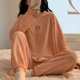 thumbnail image 1 of Pijama de mujer con estampado de gofres de primavera y otoño e invierno con cara sonriente, traje deportivo de verano de manga larga, ropa de casa, 1 of 6