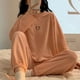 thumbnail image 1 of Pijama de mujer con estampado de gofres de primavera y otoño e invierno con cara sonriente, traje deportivo de verano de manga larga, ropa de casa, 1 of 6