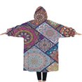 thumbnail image 2 of Oversized Wearable Blanket Hoodie,Multicolor Ethnic Mandala Pattern Sherpa Blanket Hoodie with Super Pockets,Super Warm Fuzzy Pullover for Women & Men, 2 of 6