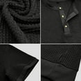 thumbnail image 3 of VSSSJ Men's Waffle Henley Shirt Short Sleeve Casual Round Neck Button Up Shirt Regular Fit Classic Basic Solid Henley T Shirts Black M, 3 of 5