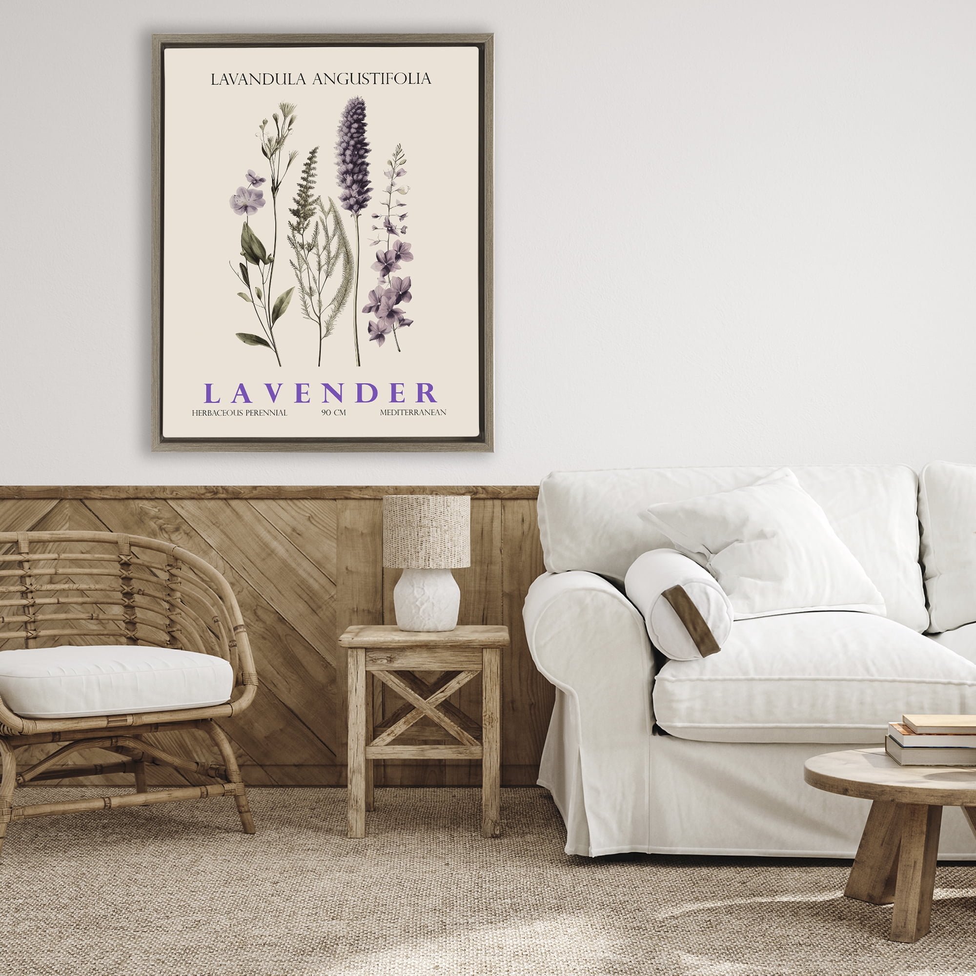 Stupell Industries Natural Lavender Bundle Brown Framed Floater Canvas Wall Art, design by Christopher Giampietro