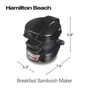 Hamilton Beach Breakfast Sandwich Maker with Egg Cooker Ring, Breakfast Station, Black