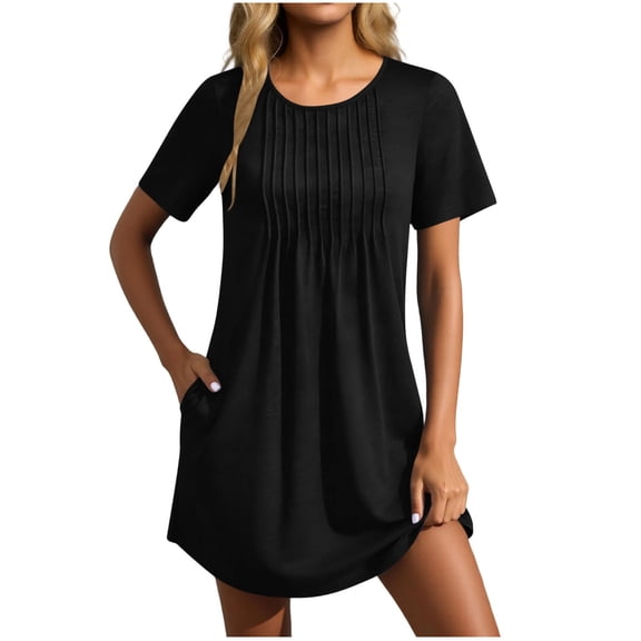 jtjvou Swimsuit Coverup for Women 2026 Short Sleeve Bathing Suit Cover Ups Beach Summer T-Shirt Dresses with Pockets Black XXL