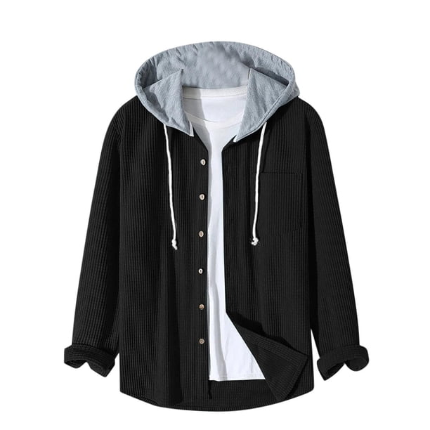 pstuiky camisas de manga larga para hombre, Top de color liso para niños, top informal con capucha, top de manga larga con capucha salir tops s