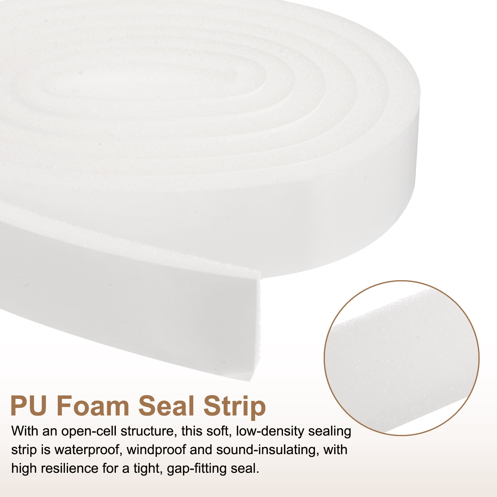 Uxcell Foam Insulation Tape 1-3/16" W x 3/8" t x 6.5FT, 4 Pcs Single-Sided Self Adhesive Weather Stripping Door Seal Strip for Door Window Air Conditioning, White