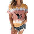 thumbnail image 1 of Mujeres Casual Cuello Redondo Manga Corta Estampado Jersey Blusa Camiseta Tops Sueltos OAVQHLG3B Store  lin121212, 1 of 4