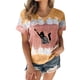 thumbnail image 1 of Mujeres Casual Cuello Redondo Manga Corta Estampado Jersey Blusa Camiseta Tops Sueltos OAVQHLG3B Store  lin121212, 1 of 4