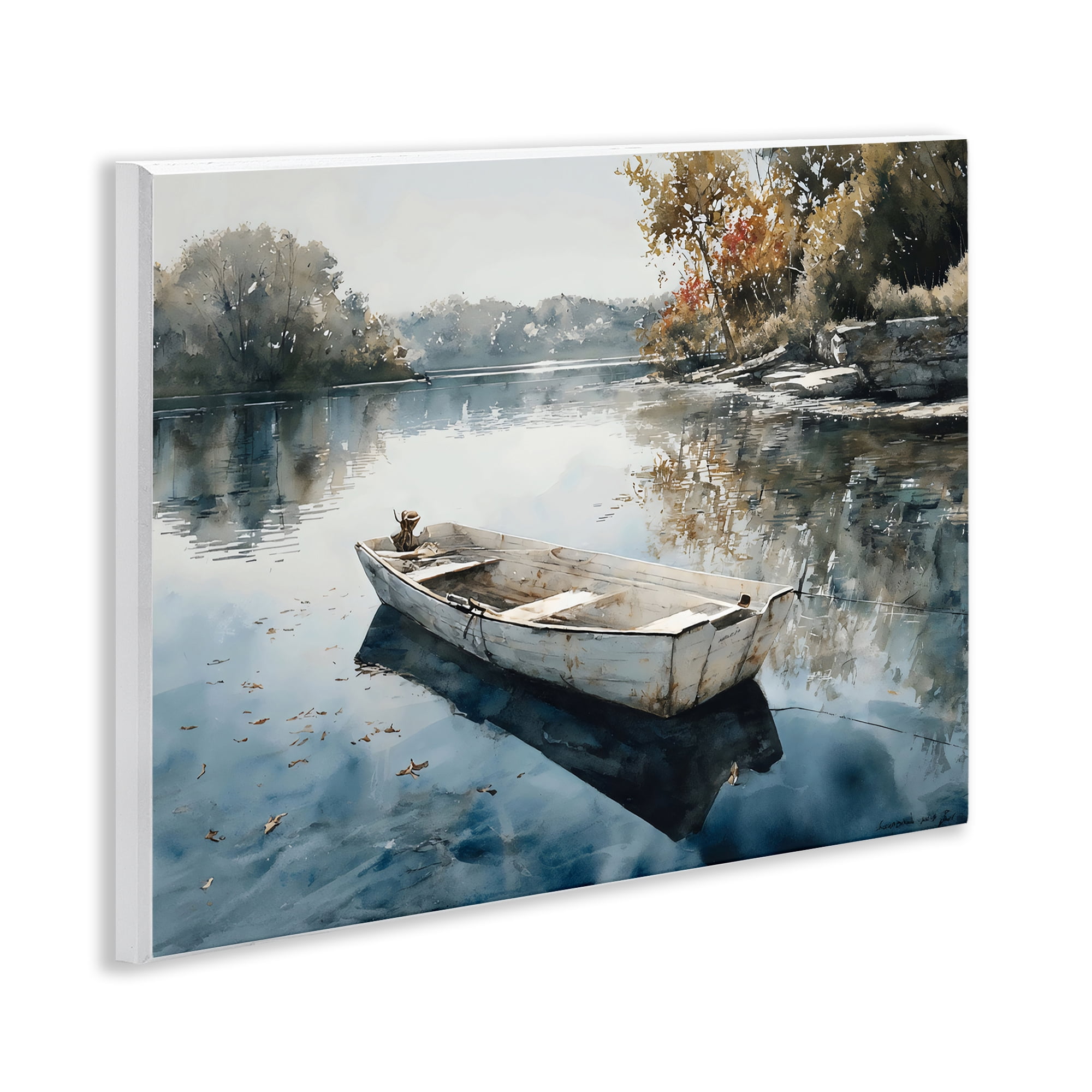 Stupell Industries Boat Ride Through Autumn Reflections Wall Plaque Art, design by Franklyn Gregory