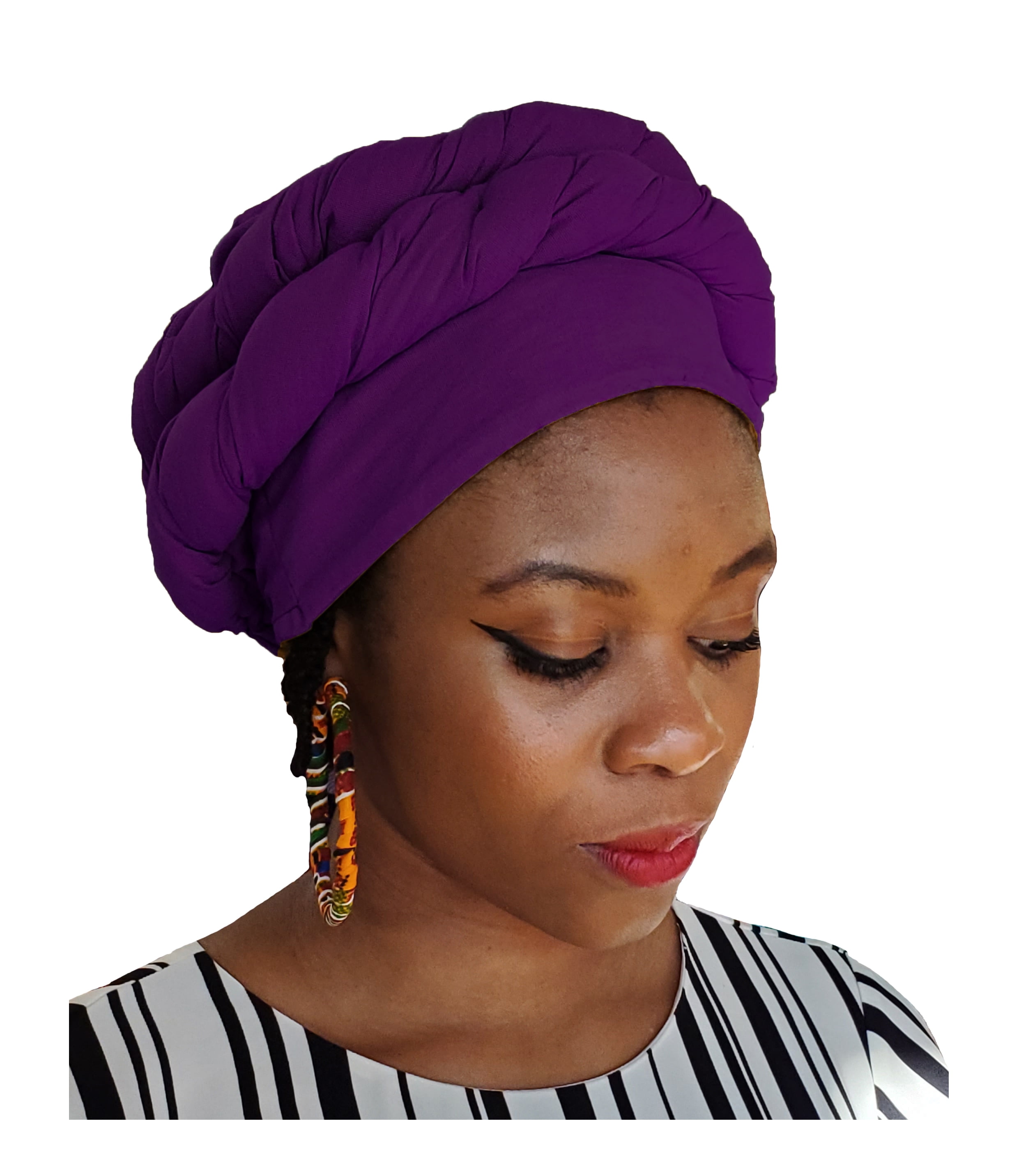 Purple African Modu Hat Pretied Head wrap