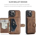 thumbnail image 3 of Case for iPhone 14 Pro 6.1 inch 2022, Detachable Magnetic Wallet Credit Card Cash Slot Case Cover Support Wireless Charging Functional Kickstand Compatible with iPhone 14 Pro 2022 (Brown), 3 of 16