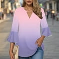 thumbnail image 2 of CYMMPU Floral Printed 3/4 Sleeve Fall Trendy Shirts Loose Fit Blouses for Women Dressy Casual Spring Tops V Neck Tunic Tops Business Elegant Work Tops T-Shirts L, 2 of 6