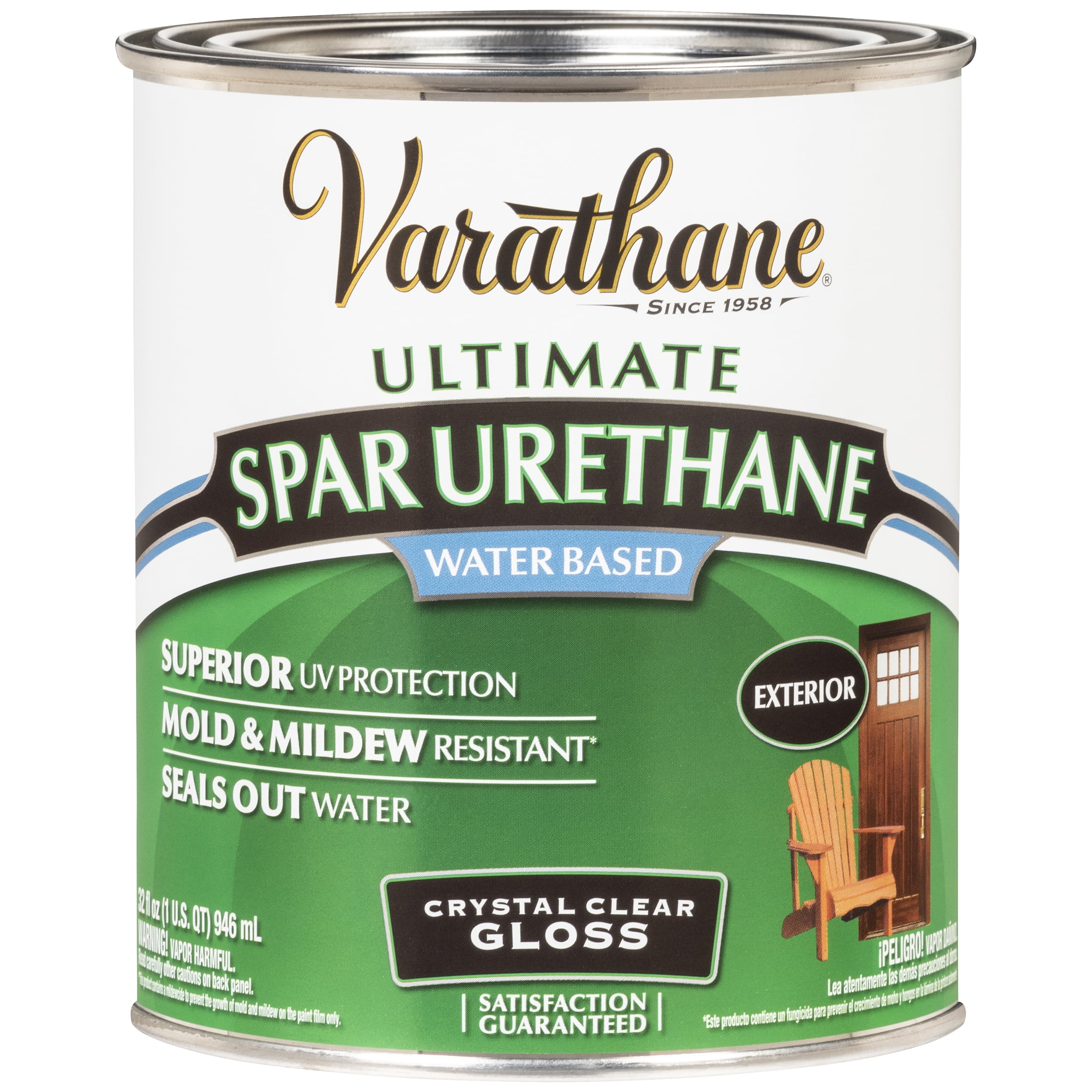 2 Pack, Gloss Clear, Varathane Exterior Wood Ultimate Spar Urethane Water-Based-250041H, Quart
