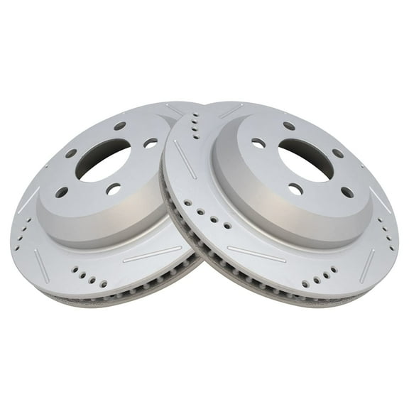 TRQ Rear Performance Brake Rotors Set Premium G-Coated Cross Drilled & Slotted Fits Select 1998-2002 Chevrolet Camaro Pontiac Firebird