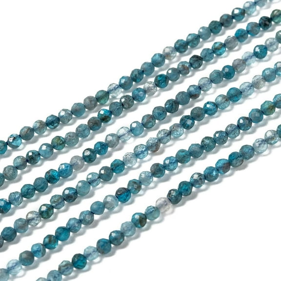 2 Stands Faceted Stone Beads 2mm Natural Apatite Beads Strands 350Pcs Gemstone Loose Beads Light Blue Mini Round Spacer Beads for Bracelet Necklace Earring Jewelry Making