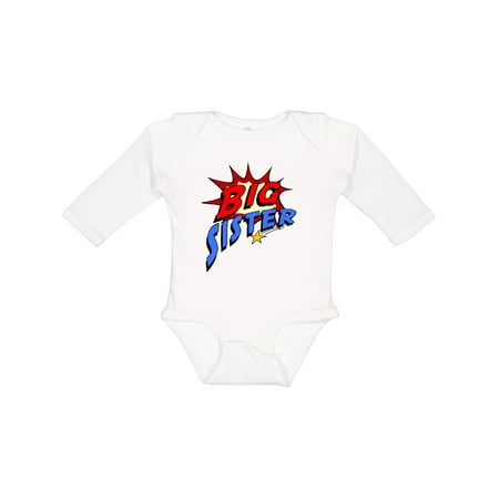 

Inktastic Big Sister Superhero Gift Baby Girl Long Sleeve Bodysuit