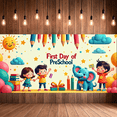 thumbnail image 5 of Colorful and Cheerful First Day Preschool Themed Backdrop Banner with Cartoon Elephant Kids and School Elements Party Decorations for Photography Props Classroom Celebrations Family Gatherings, 5 of 8