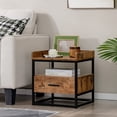 thumbnail image 3 of Gymax 2PCS Nightstand Side End Sofa Table w/ Metal Frame for Living Room Bedroom, 3 of 9