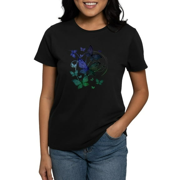 CafePress - Butterflies T Shirt - Women's Traditional Fit Dark T-Shirt
