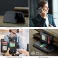 thumbnail image 3 of Case for iPhone 13 Pro, Luxury PU Leather Case with Magnetic Clasp Card Slots Kickstand Function Practical Soft TPU Case Back Wallet Flip Phone Cover for iPhone 13 Pro - Black, 3 of 9