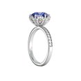 thumbnail image 2 of 14K White Gold 2.00 ctw Lab Created Blue Sapphire Ring with Diamonds Flower Vintage Halo, 2 of 4