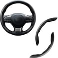 thumbnail image 1 of Cubierta negra del volante del automóvil Fibra de carbono universal para todas las estaciones La cubierta de la manija de impresión de transferencia de agua es resistente al desgaste y antidesliz, 1 of 5