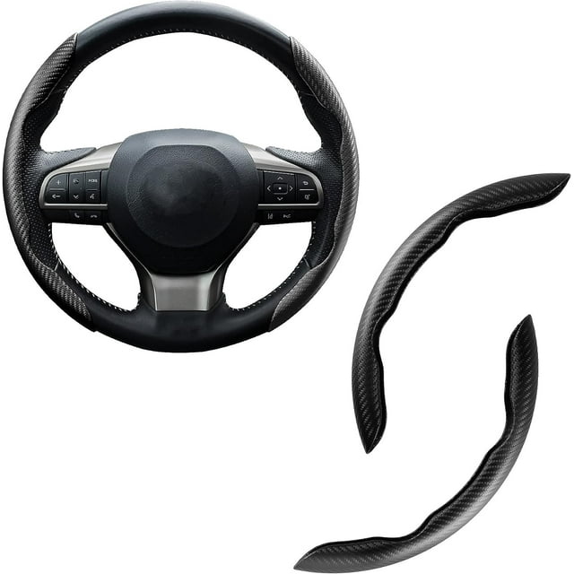 Cubierta negra del volante del automóvil Fibra de carbono universal para todas las estaciones La cubierta de la manija de impresión de transferencia de agua es resistente al desgaste y antidesliz